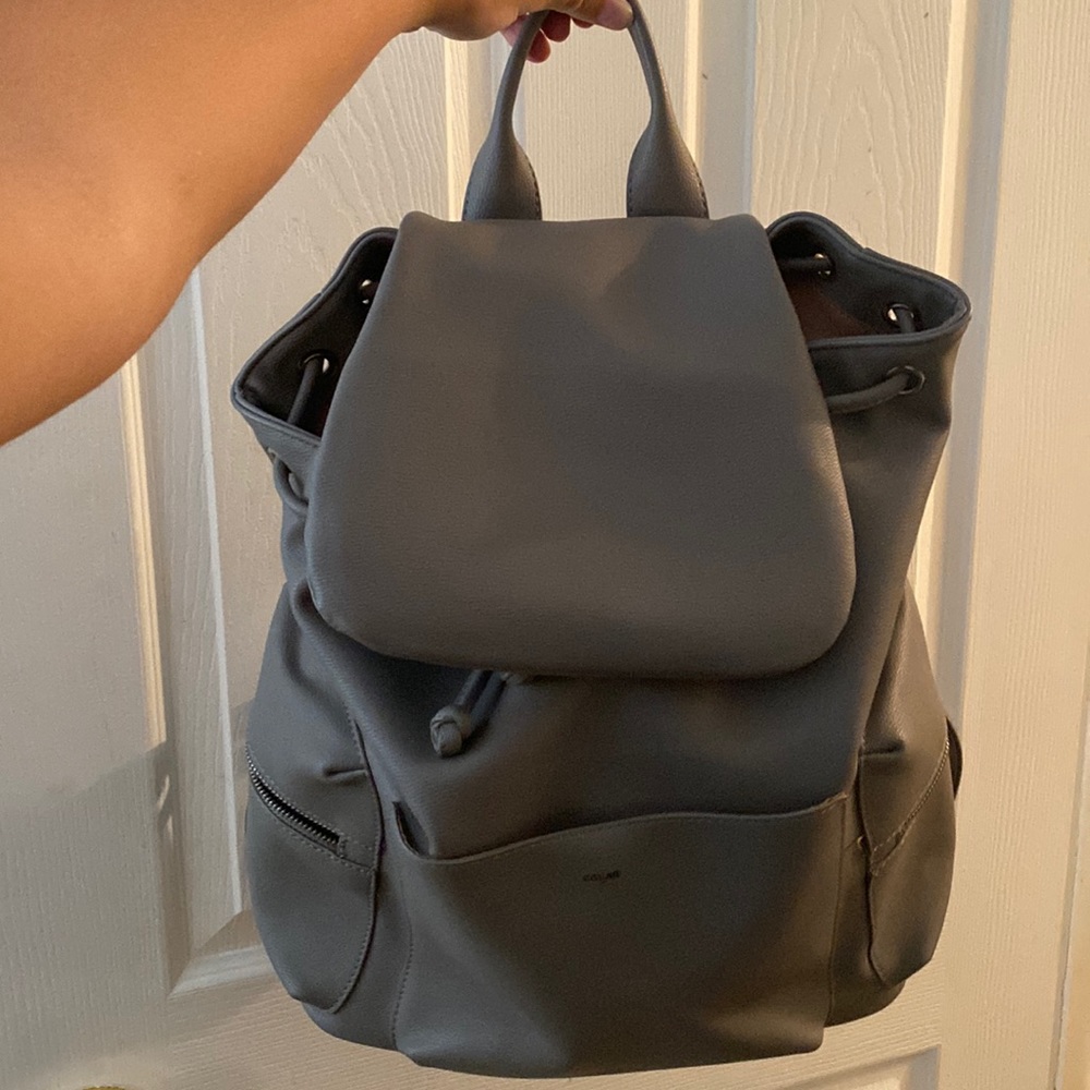CoLab Gray Leather Pouch Back Pack
